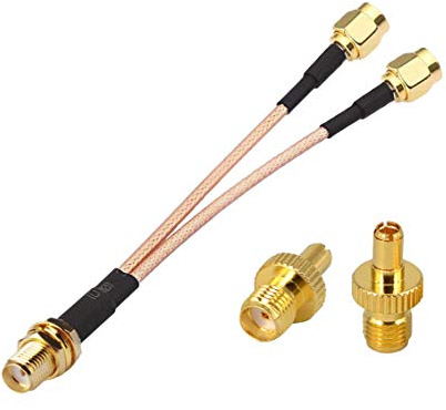 RedYutou SMA Female to Dual SMA Male Cable plitter Combiner SMA Connector 6-inch (15cm) +2pcs SMA Female to TS9 Male Adapter (not Applicable to TV)