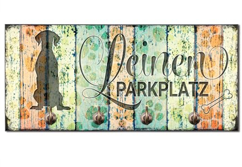 Cadouri Design-Hundegarderobe » Leinen Parkplatz « mit Hunde-Silhouette (Vizsla) Wandhaken Hund┊Wandgarderobe, Leinenhalter, Hakenleiste