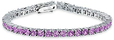 Bling Jewelry 12 Ctw Prong Basket Set Solitaire Round Cubic Zirconia Lavanda Viola Simulato Ametista Aaa Cz Bracciale Da Tennis Per Le Donne Prom Sposa Argento Placcato