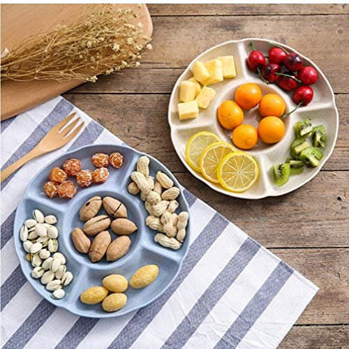 Forma Rotonda 1pc Candy Snack Frutta Secca Frutta Piatti di Plastica Piatti Accessori per La Prima Colazione Scodella Vassoio Casa Cucina, con Scomparti (Colore Casuale)