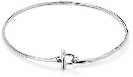 Uno de 50 Collana rigida con chiusura frontale placcata argento Sterling con topazio bianco al centro