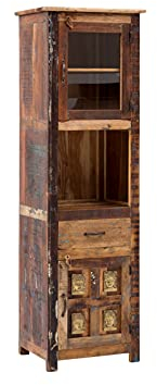 Woodkings Bad Hochschrank Sumana I rustikaler Badschrank 50x180cm I Massivholz Möbel für Ihr Badezimmer I hoher Schrank