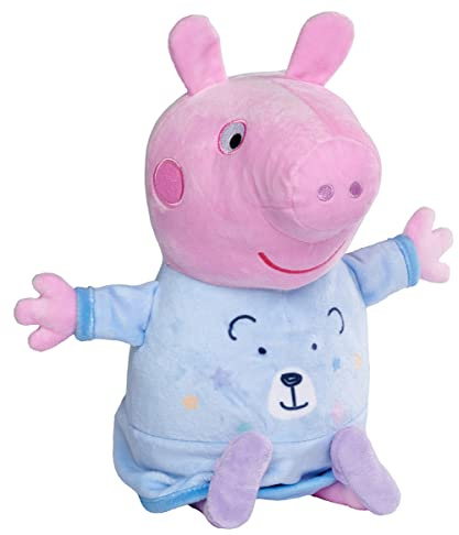 Simba 109262527 - Peppa Pig Gute Nacht Plüsch, blau, 2in1 mit Schlaflied und Schlummerlicht, automatische Zeitabschaltung, 25cm, Peppa Wutz, Babyspielzeug, Kuscheltier, ab den ersten Lebensmonaten