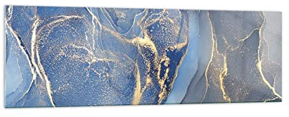 Quadro su Vetro 160x50cm Stampe da Parete in Vetro Oro blu vernice Grandi XXL Decorazione Murale Camera da Letto Cucina 1 pezzo Quadri Moderni Soggiorno Grafica Immagini Wall Art GAB160x50-5029