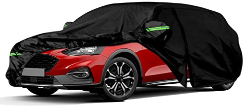 Opaltool Full Car Cover for Ford Focus 2010-2022, Waterproof Breathable Large Car Cover With Side Door Zipper, Provide Sun Rain UV Dust All Weather Protection