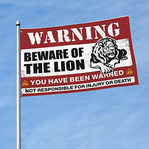 Men Cave Decor Beware of Lion Flag Windsocks Outdoor Home Decor for Men ( Size : 152X244CM )