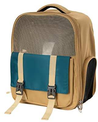 Galatée Katzen-Rucksack, Hunderucksack Mit Belüftetem Design, Tragbare Transporttasche Aus Atmungsaktivem Mesh, Von Fluggesellschaften Zugelassener Haustier-Rucksack Für Reisen Und Wandern(Khaki)