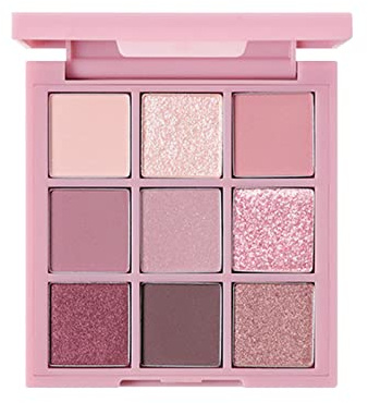 Tavolozza di ombretti rosa in 9 colori, opachi e luccicanti e glitterati, a lunga durata, impermeabili, sfumabili, altamente pigmentati, dall'aspetto naturale, palette di ombretti nudi