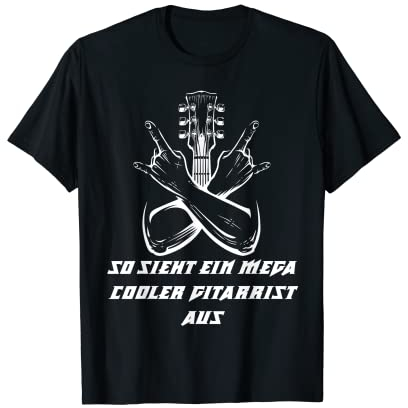 So sieht ein mega cooler Gitarrist aus Pommesgabel Hände T-Shirt