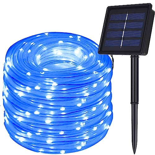 DINOWIN Manguera led solar, 72ft/22M 200leds Guirnaldas Luminosas Solares de Cuerda, Exterior led Luces decorativas (Azul)