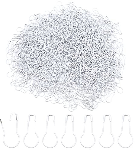 Hocansen 1000 Stück Sicherheitsnadeln Metallkürbisnadel 22mm Birnenförmige Snadeln Calabash Pin für Maschenmarkierer,Stricken,Nähzubehör(Weiß/HL)