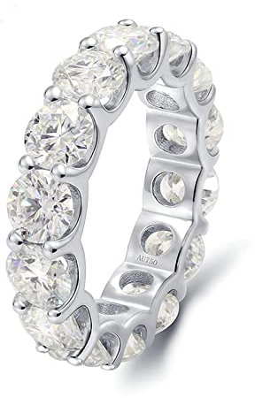 Bishilin Verlobungsring Damen, Weissgold Ringe Frauen 585 mit Moissanit 4.2ct Bandring Eheringe Hochzeit Ringe Nickelfrei Gr.49 (15.6)