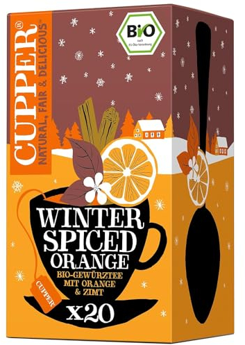 CUPPER - 20 Bolsitas de Infusiones Ecológicas de Naranja y Canela - Sin Azúcar Añadido - Apto para Veganos - Propiedades Digestivas y Antioxidante