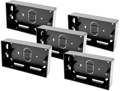 SHPELEC® Black Surface Mounted Pattress Box - Single/Double, Stylish and Durable Box for Mounting Electrical Devices, BS 5733 Compliant (5 x 2 Gang (Double))