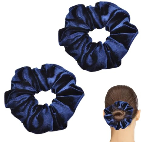 2 Stück Haargummi Seide,Haar Dickes Satin Scrunchies Haarband Elastisch Blue,Damen Weich Skrunschis,Groß Samt Haargummis,Headband Set,Stylische Frauen Elastisches,Hair Stirnband für Afro Lockiges