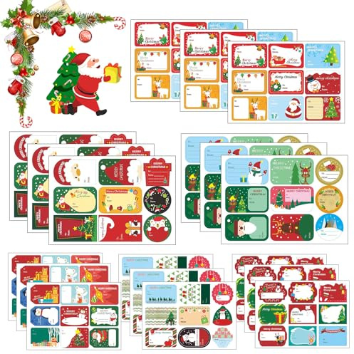 JAMSSOW 162 Stück Weihnachtssticker,Geschenkaufkleber Weihnachten,Geschenk saufkleber,Weihnachtsaufkleber Selbstklebend für Weihnachten Weihnachtsmann Weihnachtsbaum Schneemann
