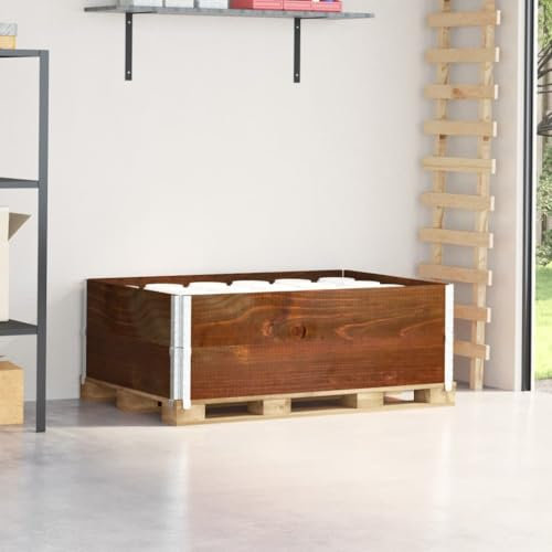 Homgoday Paletten-Aufsatzrahmen 2 STK. Palettenrahmen Holzrahmen Hochbeet Gartenbeet Stapelbar Faltbar, für Pflanzen, Blumen, Gemüse Braun 120x80 cm Massivholz Kiefer