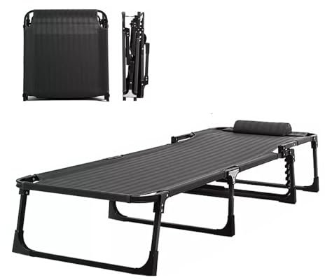 Campingbett Klappbar Extra Breit mit Kopfkissen Tragfähigkeit 250kg, Feldbett Klappbar Leicht 1200D Oxford-Gewebe, für Camping Gästezimmer
