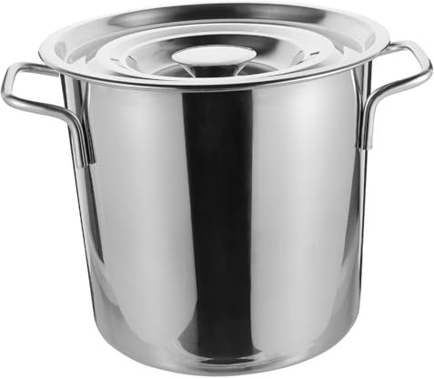 PRETYZOOM Stainless Steel Soup Bucket Lid for Kitchen Metal Stew Pot Steel Boiler for Seafood Crawfish Cooking