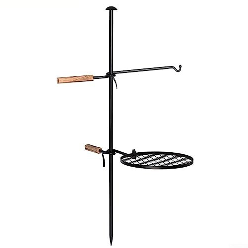 Grille de cuisson pivotante robuste de 122 cm pour feu de camp, support de barbecue en fonte pour cuisson à feu ouvert