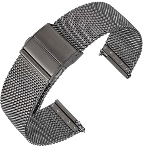 ANNEFIT Metall Mesh Uhrenarmband für Herren Damen, 316L Edelstahl Armband mit Schnellverschluss 18mm 20mm 22mm