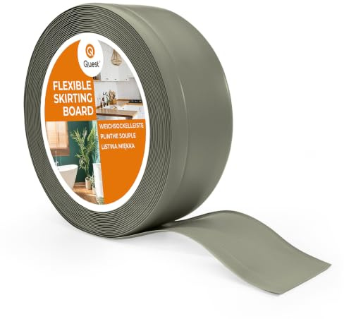 Quest Plinthe Souple PVC 70 x 20 mm Imperméable - Vert olive, 10 m | Bande de finition murale, résiste à l'eau et aux moisissures, pose facile sans perçage, salon, cuisine & salle de bain