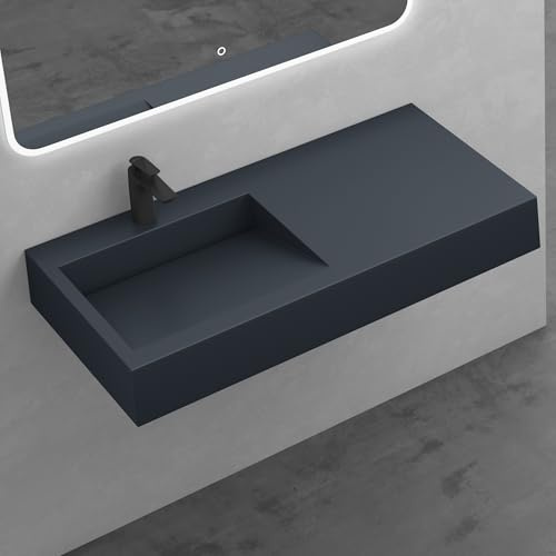 Mai & Mai Vasque Rectangulaire Posée Suspendue 100x50x13cm sans Trop-Plein | Vasque Lavabo, Perçage Robinet, Plage Latérale Pratique, Surface Lisse, et Facile à Nettoyer, Colossum11
