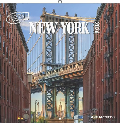 Alpha Edition - Nueva York 2026 – Calendario de pared 30 x 30 cm – Para fanáticos de EE.UU. y las ciudades – 12 fotografías de Nueva York – Con espacio para notas, días festivos y fechas de vacaciones