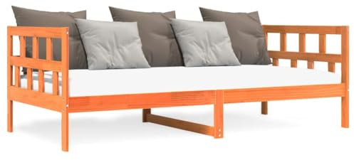 HEFZGDB Tagesbett ohne Matratze Wachsbraun 90x200 cm Massivholz Kiefer Single Bed Gästebett Doppelbett Bettrahmen für Schlafzimmer Wohnbereich Gästezimmer Herberge