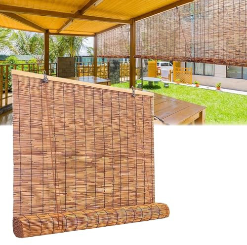 Tende A Rullo Per Esterni, Cortina Di Bambù Su Misura, Tapparella In Bamboo 50 60 90 100 120 130 140 150cm, Oscurante Tapparella Avvolgibile Per Interni Giardino Finestra Patio Schermo Privacy(150 x 2