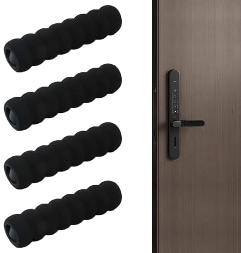 MisFun 4 Stück Türklinkenpuffer, Türgriff Schutz, Door Handle Protector, Schwarz Türgriff Stopper Schaumstoff Griff-Abdeckungen Wandschutz Türklinke Türschutz für Zimmertüren und Wänden