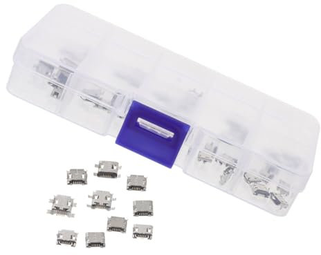 jojofuny Connecteurs Micro USB Femelle 5 Broches Installation Facile Lot de 100 en Cuivre pour Réparation Électronique et Charge pour Tablettes et Appareils Mobiles
