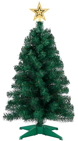 3ft Artificial Christmas Tree, Mini Xmas Pine Tree with 4-Leg Stable Plastic Base, Small Tabletop Christmas Tree for Home Office Holiday Party Indoor Decoration
