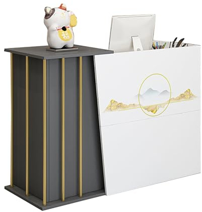 NEYTIIR Empfangstresen Mit Schreibtisch, Empfangstheke Bartheke, Empfangstheke Kosmetikstudio Klein, Rezeptionstisch Mit Sichtschutz, Empfangstresen(B,100CM)