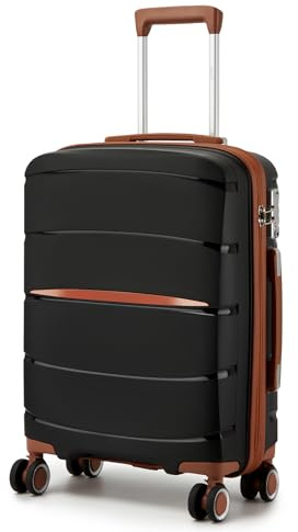 Kono 20 Inch Cabin Suitcase for Easyjet，Polypropylene Hard Shell Lightweight Carry-on Suicase with TSA Lock & 4 Spinner Wheels, 38L Capacity (55x40x20cm) - Airline Approved Hand Luggage, Black