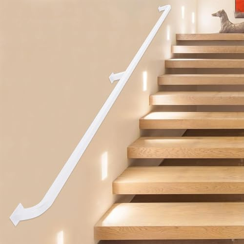 Blanche Moderne - Balustrade d'escalier en métal galvanisé intérieur/extérieur - Kit balustrade en fer disponible en tailles 3m/3,5m/4m/5m (200cm) - Ensemble complet pour la sécurité et le style