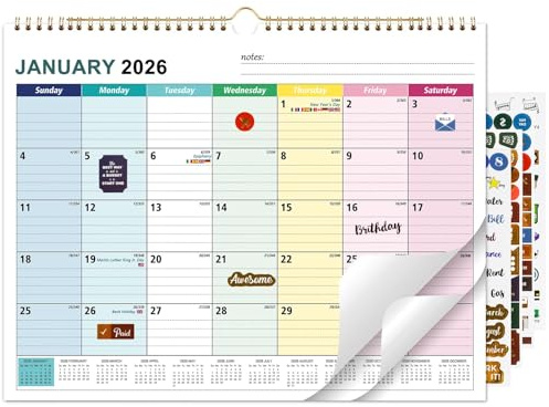 Wandkalender 2026/27-18 Monatsplaner Januar 2026 - Juni 2027 - A4 Querformat Wandplaner, Kalender 2025/26 Familie 22 x 30 cm