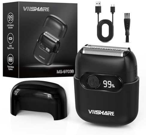 VIISHARE Foil Shaver, Electric Razor for Men, 3 Floating Blades for Close Shaving, Waterproof Portable Electric Shaver, Cordless Shavers for Travel, Rechargeable Electric Trimmer Gift for Men