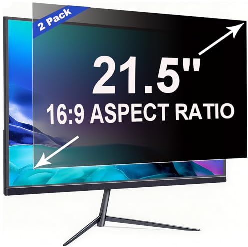 ruord 2 Pack Privacy Screen for 21.5 Inch 16:9 Computer Monitor | 47.7x26.8cm,Blue Light Filter,Anti-Glare,Removable Screen Privacy Shield,PC Protector Film for flat and curved screens