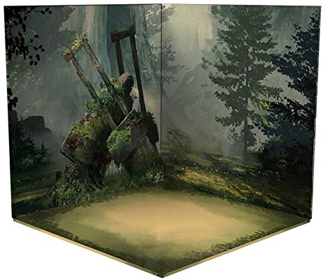 KiBcsLic 1/12 Kulissen Szenenhintergrund, Fahrzeugmodell Schaukasten für Actionfiguren, Zubehör Layout, Diorama, Wald