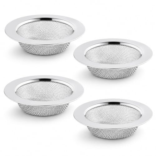 4PCS Filtre à Évier, 7.5cm, Bouchon Evier Cuisine Cuisine en Acier Inoxydable, Grille pour Évier, Idéale pour Éviter Les Obstructions, Nettoyage Facile Au Lave-Vaisselle, Filtre Évier Cuisine Durable