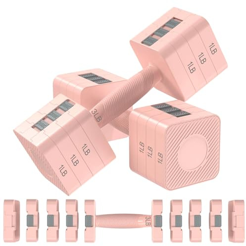 Tepemccu 5-in-1 Verstellbare Hanteln Set, 1,4–5kg Hanteln Frauen mit rutschfestem Griff und Sicherheitsverschluss, Kurzhanteln 2er Set für Frauen und Männer - Heimstudio-Set für Krafttraining