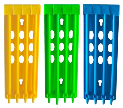 SMASOLO Racing Pigeon Ring Rack 3Pcs Set with Yellow Green Blue Foot Holder for Bird Training and Leg Band Organisation