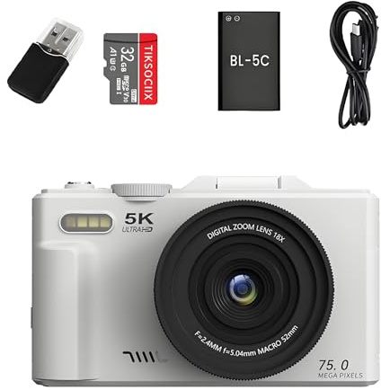 5K Digital Compact Camera Optinexo (Bianco)