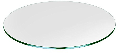 TroySys Glastisch mit abgerundeten Kanten, 0.64 cm dick, rund, 45.7 cm, hochfestes gehärtetes Glas mit flacher Politur, perfekt für den Innen- und Außenbereich 25 Inch farblos