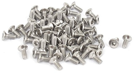 sourcing map 50 Stk. M2 x 5mm 304 Edelstahl Sechskantschraube Versenkt Flacher Kopf Bolzen de