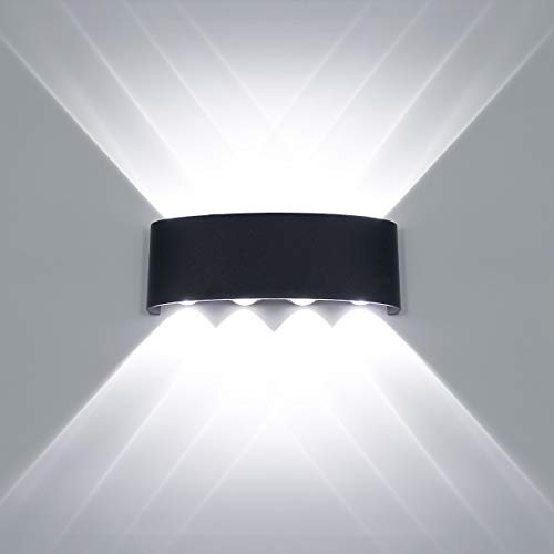 8W Modern Wandlampe LED Wandleuchte Up Down Wandbeleuchtung LED Innen Außen | Aluminium, Wasserdicht IP65, für Badezimmer Veranda Schlafzimmer Korridor Wohnzimmer Treppen Flur