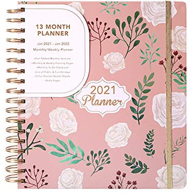 Wochenplaner 2021, 1 Tag pro Seite | Hardcover Kalender 2021, Tagesplaner, Terminkalender, Terminplaner, Tageskalender (Rosa)