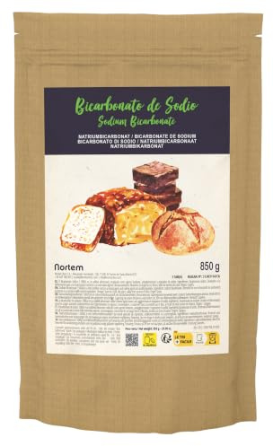 Nortembio Bicarbonato de Sodio 850 g Aditivo Alimentario de Alta Pureza, Calidad Gourmet, 100% Natural, Ideal para Cocina y Repostería + Recetario eBook Gratis!
