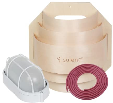 SULENO - Sauna Leuchte BELLA, Saunalampe, Saunaleuchte aus Holz, Wandmontage, Saunazubehör, hitzebeständig, Sauna Blendschirm mit Fassung (mit Anschlusskabel)